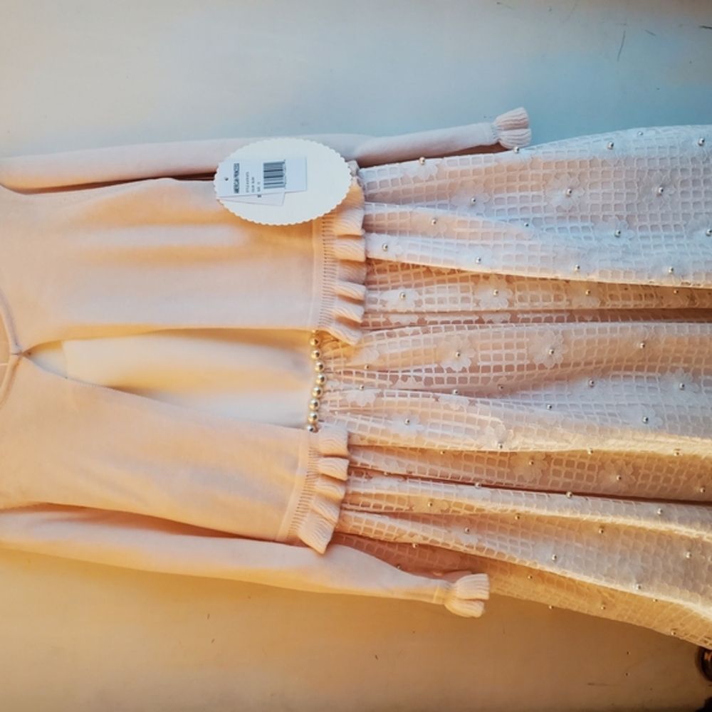 Chic Cream Dress with Pearl Details